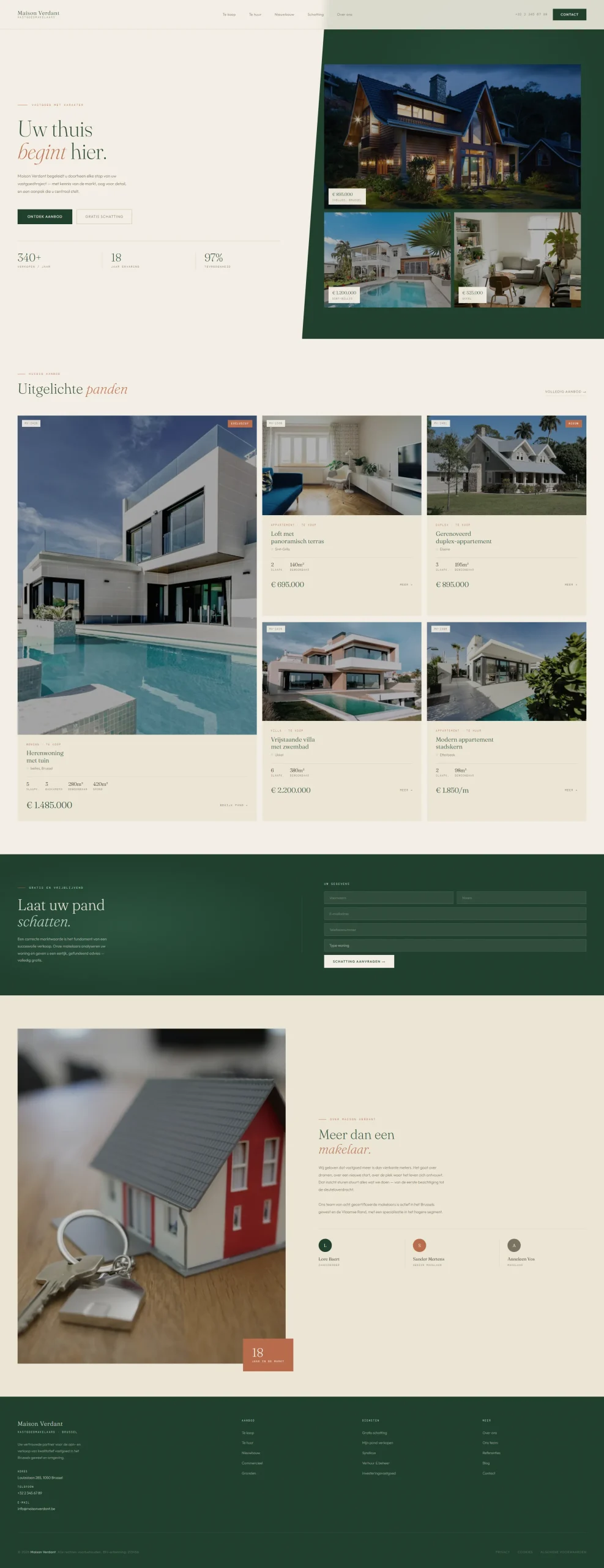 Websiteontwerp 'Immo' met pandenoverzicht
